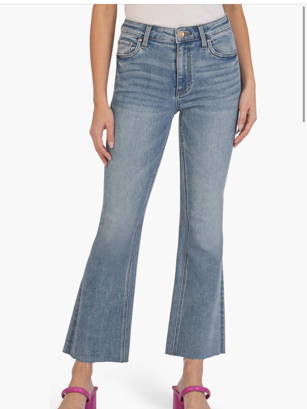 Kut from the Kloth Kelsey high waist raw hem ankle jeans